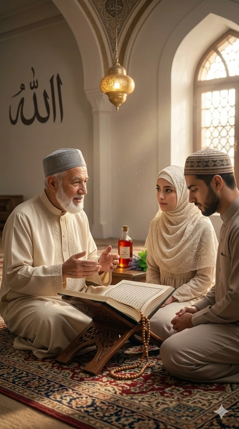 islamic spiritual healing and ruhani ilaj scholar giving marriage guidance to couple in UK